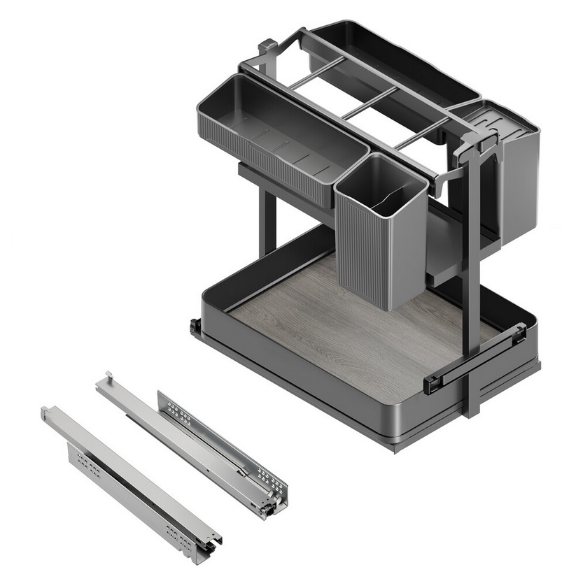 Izvelkams grozs Harmony 400mm korp., ar organiztaroriem, vadotnes ar bremzi