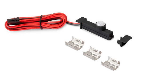 Kustības sensora 48W slēdzis Pyxis iegremd. profiliem, 24V DC, melns