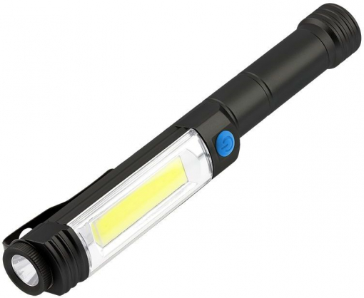 LED lukturītis 6W, 3režīmi (galvenais, papildu, sarkans brīdinājums), 3xAA1,5V, 400lm, 6400K, IP44, melns, magnēts