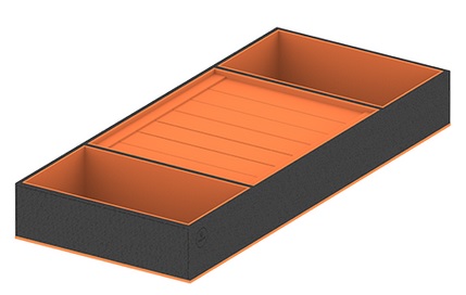 Ieliktnis B3 vidējais aksesuāriem (200x460x58mm) āda / samta, melna / oranža
