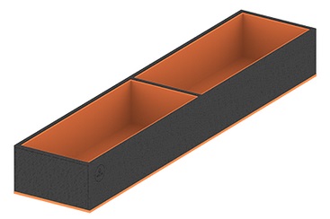 Ieliktnis C mazais aksesuāriem (100x460x58mm) āda / samta, melna / oranža